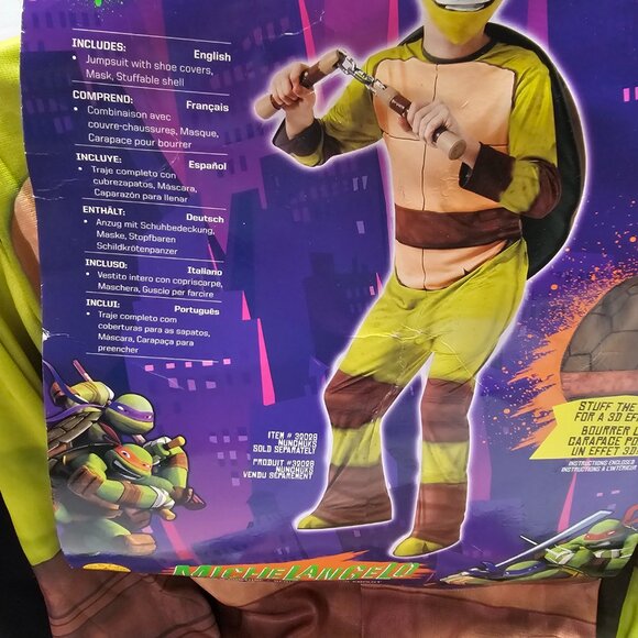 New Child Teenage Mutant Ninja Turtle Costume Boy L 12-14 Rubies Michelangelo - Picture 3 of 15